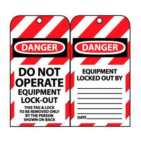 NATIONAL MARKER CO Lockout Tags - Do Not Operate Equipment Lock-Out LOTAG11